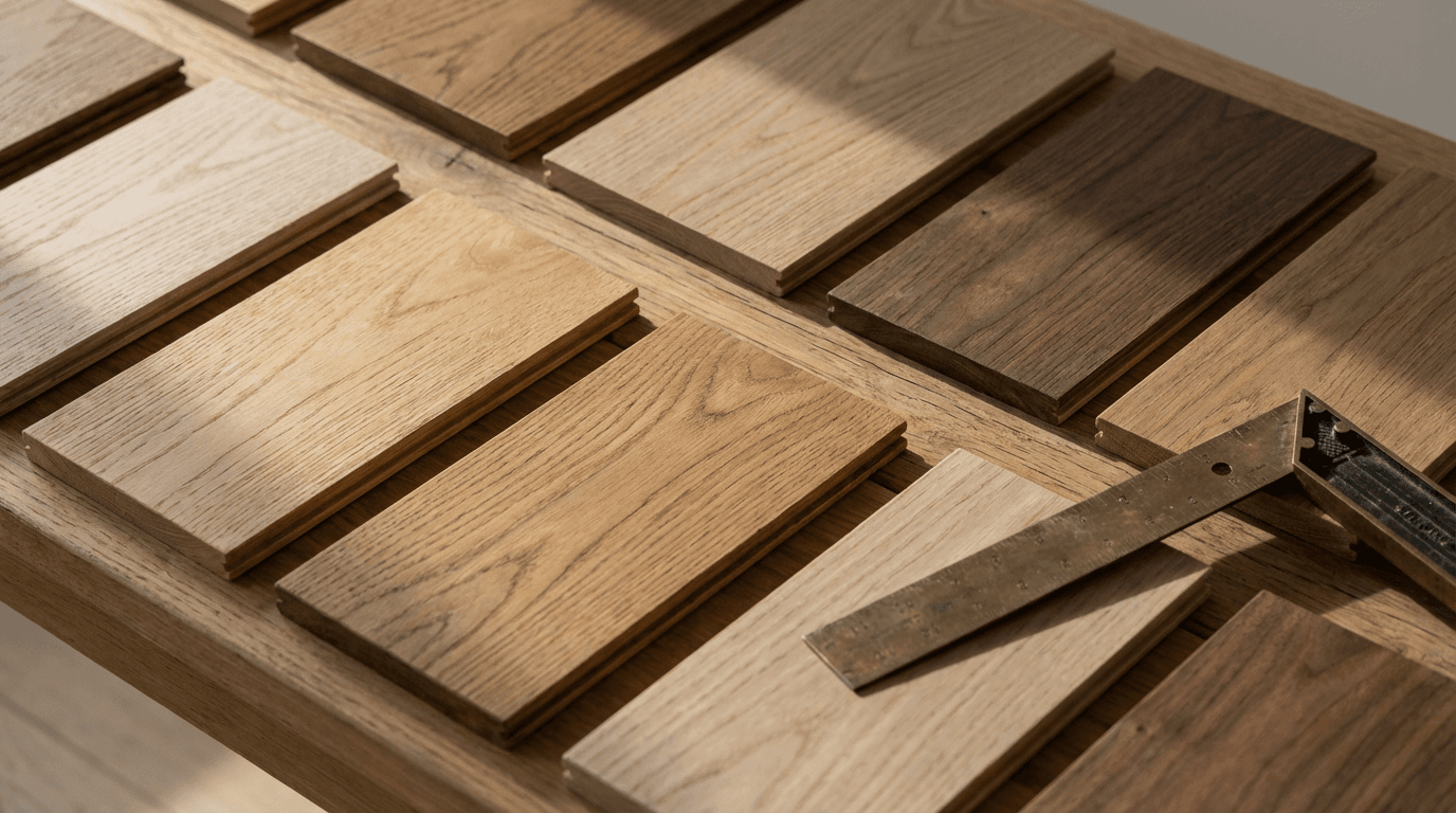 Beautiful newly installed hardwood floor with rich wood grain and glossy finish