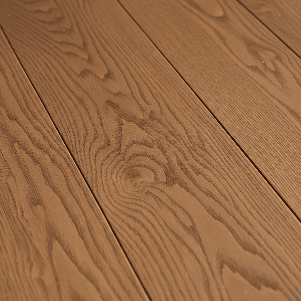 Extreme close-up of hardwood floor grain texture and matte polyurethane finish highlighting wood detail and joinery precision