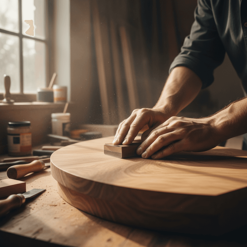 Detailed view of stair tread finishing work showing precision craftsmanship