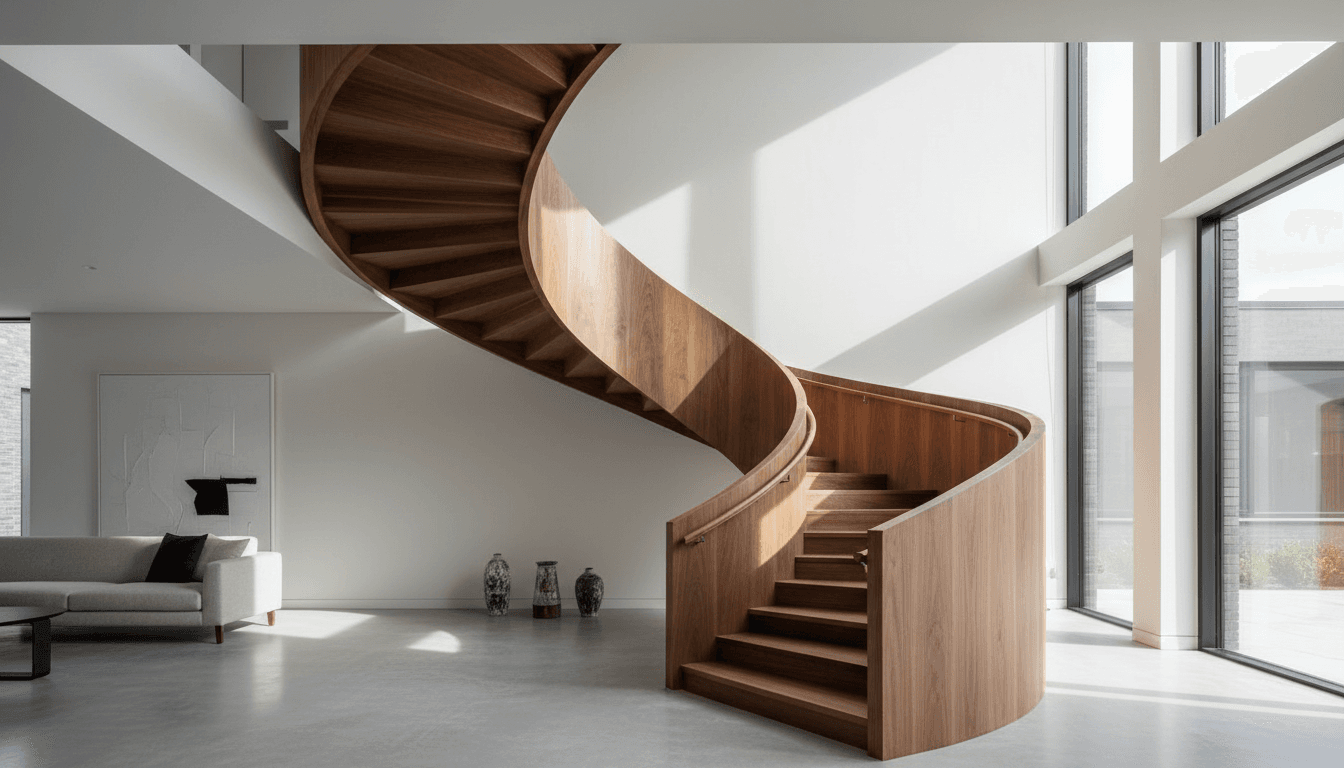Custom hardwood staircase and handrail